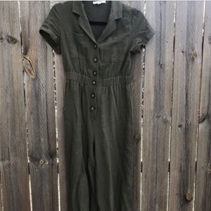 Army Green button up jumpsuit-romper